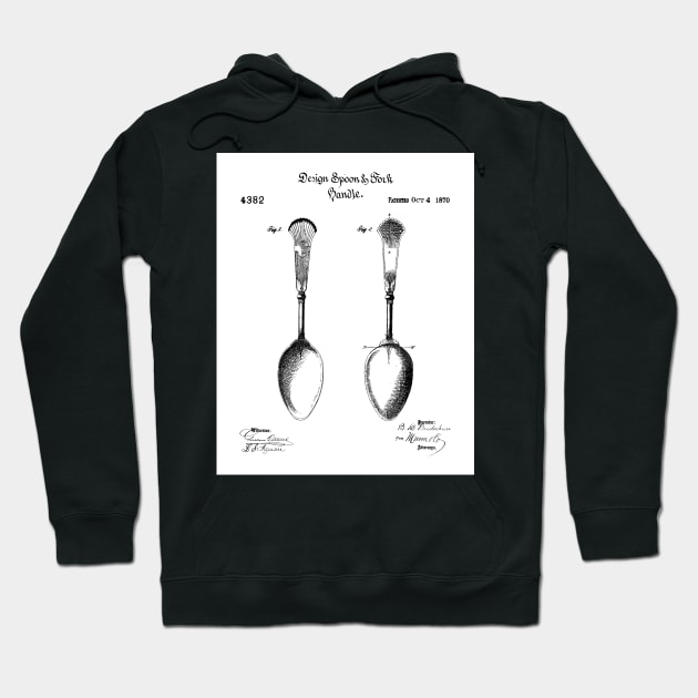 Kitchen Spoon Patent - Cooking Baker Kitchen Decor Art - White Hoodie by patentpress